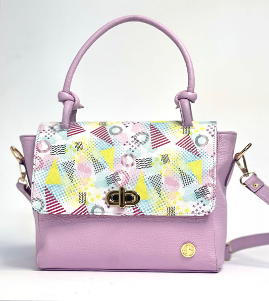 Bolso lila con tapa estampada Ref. 1030482